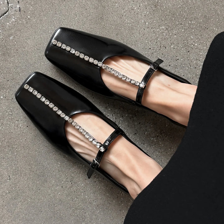 Alessia Crystal Leather Flats