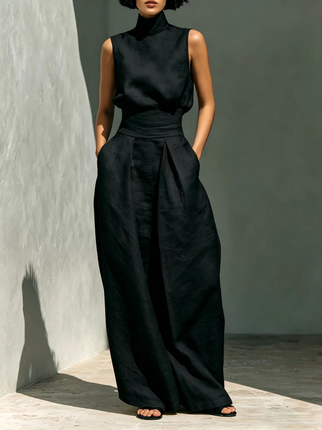 Vestale High-Neck Linen Set
