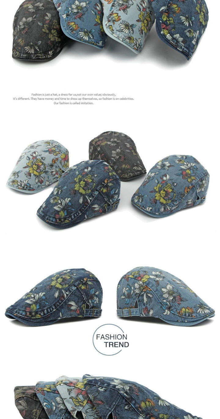 Giardino Floral Denim Beret