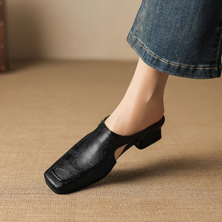 Catena Square-Toe Leather Mules