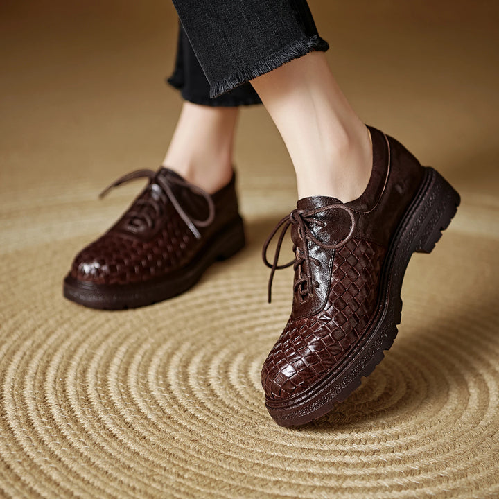 Noemi Woven Leather Oxfords