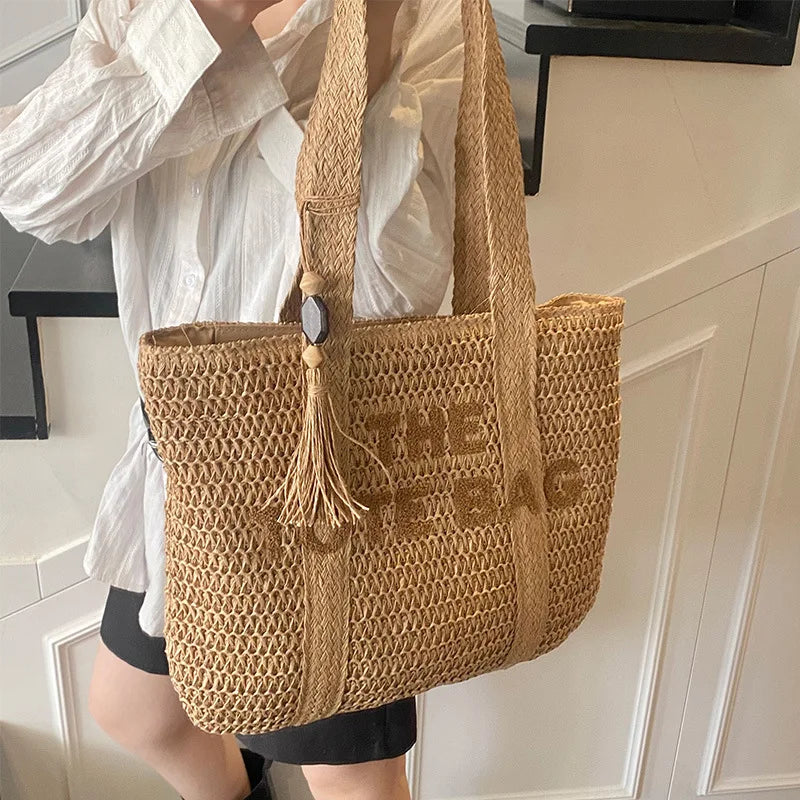 Raffia Weave Straw Tote