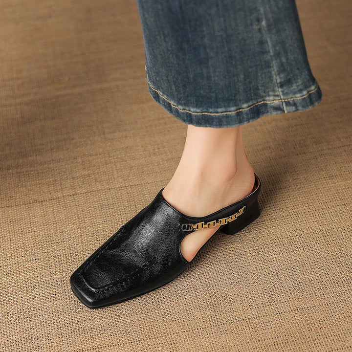 Catena Square-Toe Leather Mules