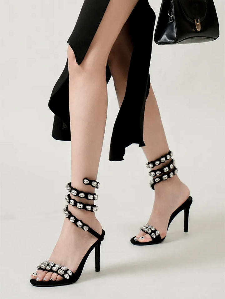 Serafina Crystal Wraparound Sandals
