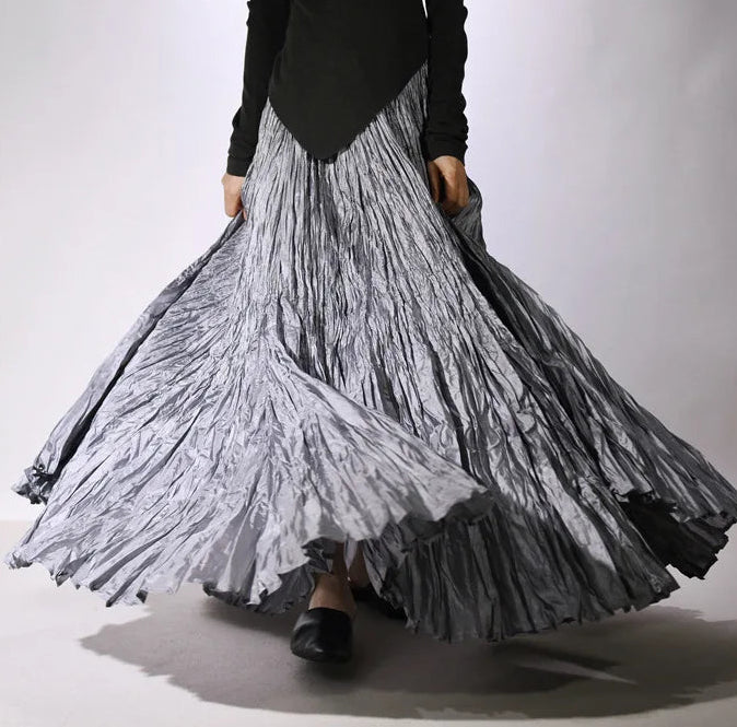 Cascade Pleat Maxi Skirt