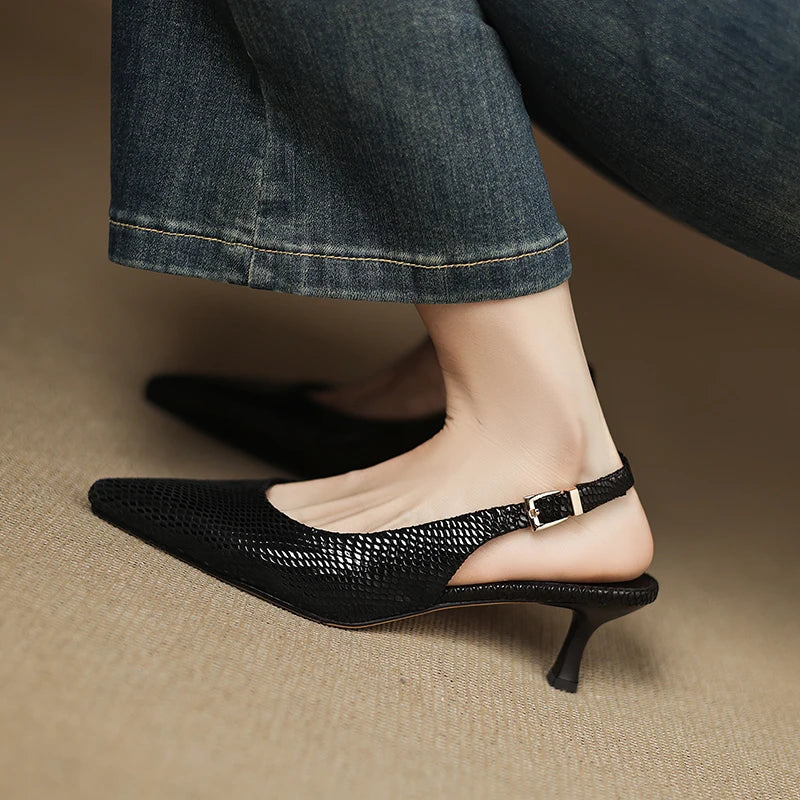 Valerra Leather Slingbacks