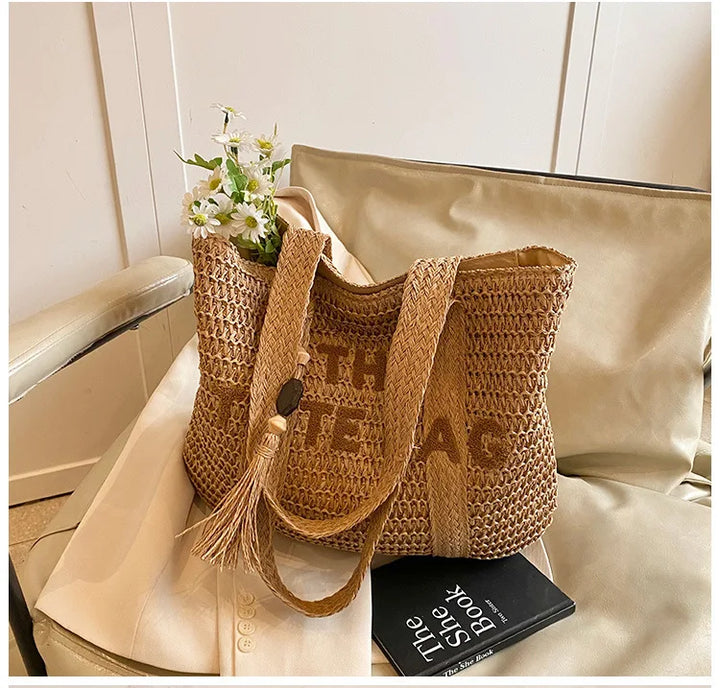 Raffia Weave Straw Tote