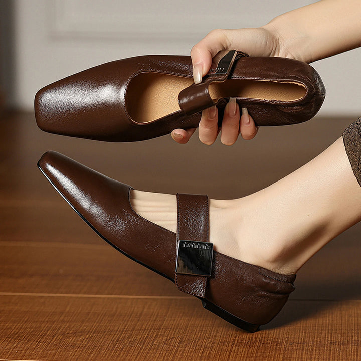 Verena Square Toe Leather Flats