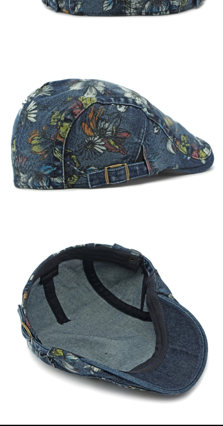 Giardino Floral Denim Beret