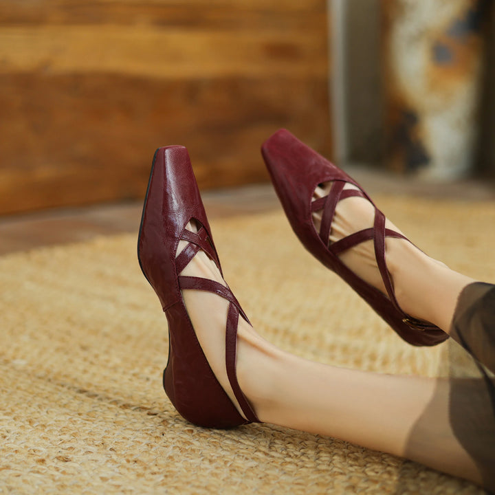 Vittoria Leather Crossband Heels
