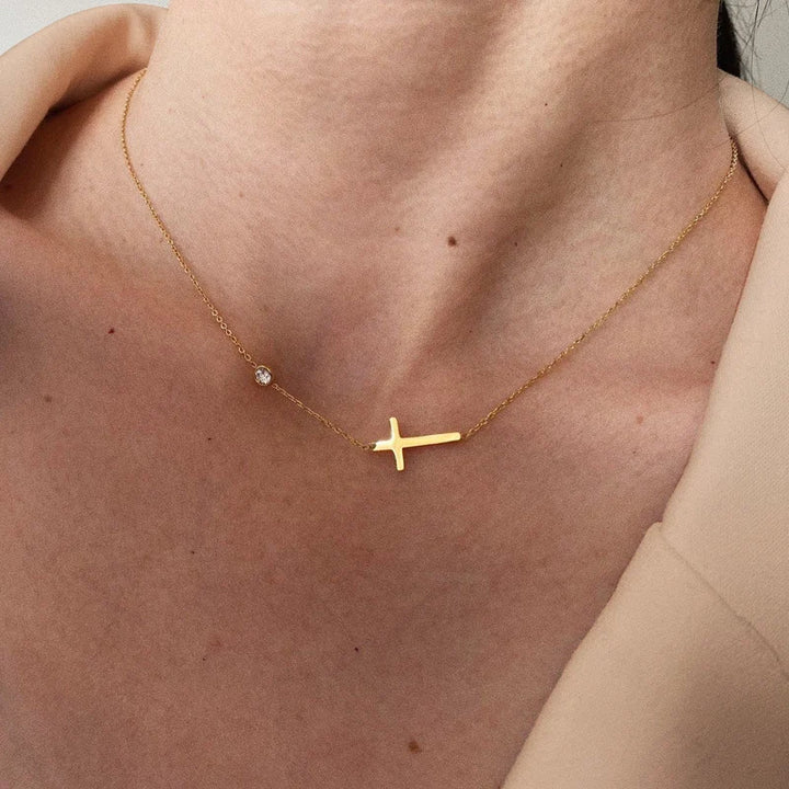 Quiet Faith Side Cross Necklace