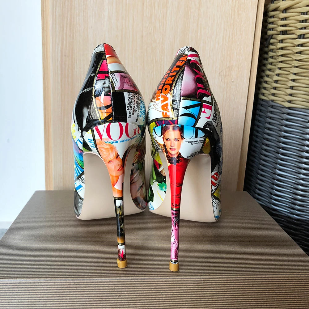Rivista Magazine Print Stiletto Pumps