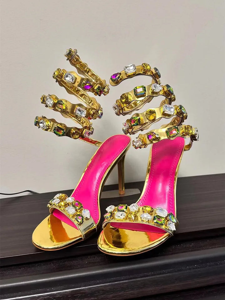 Serafina Crystal Wraparound Sandals