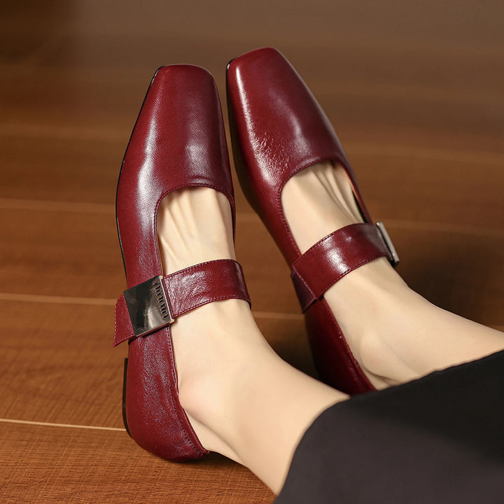 Verena Square Toe Leather Flats