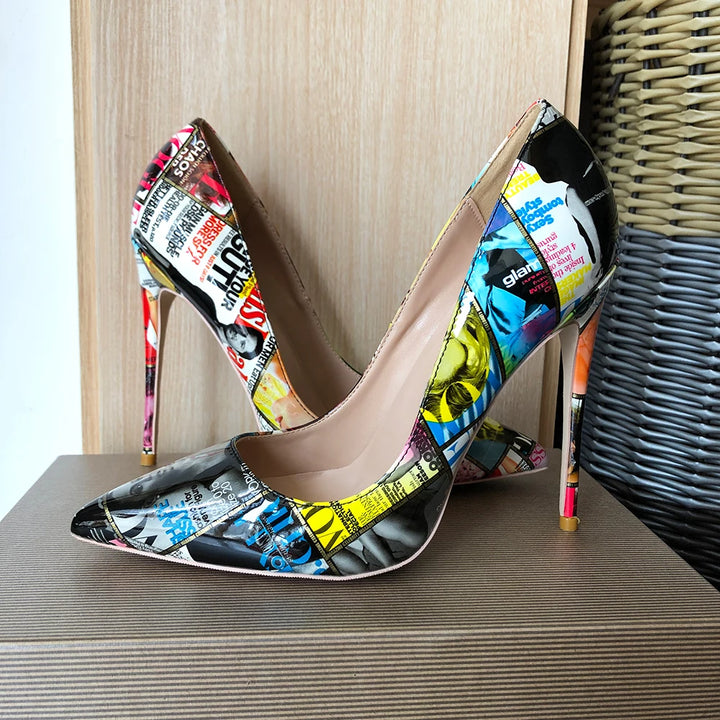 Rivista Magazine Print Stiletto Pumps