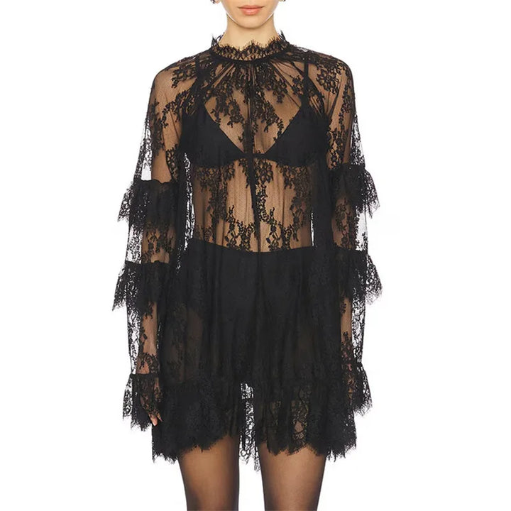 Vector Sheer Lace Mini Dress
