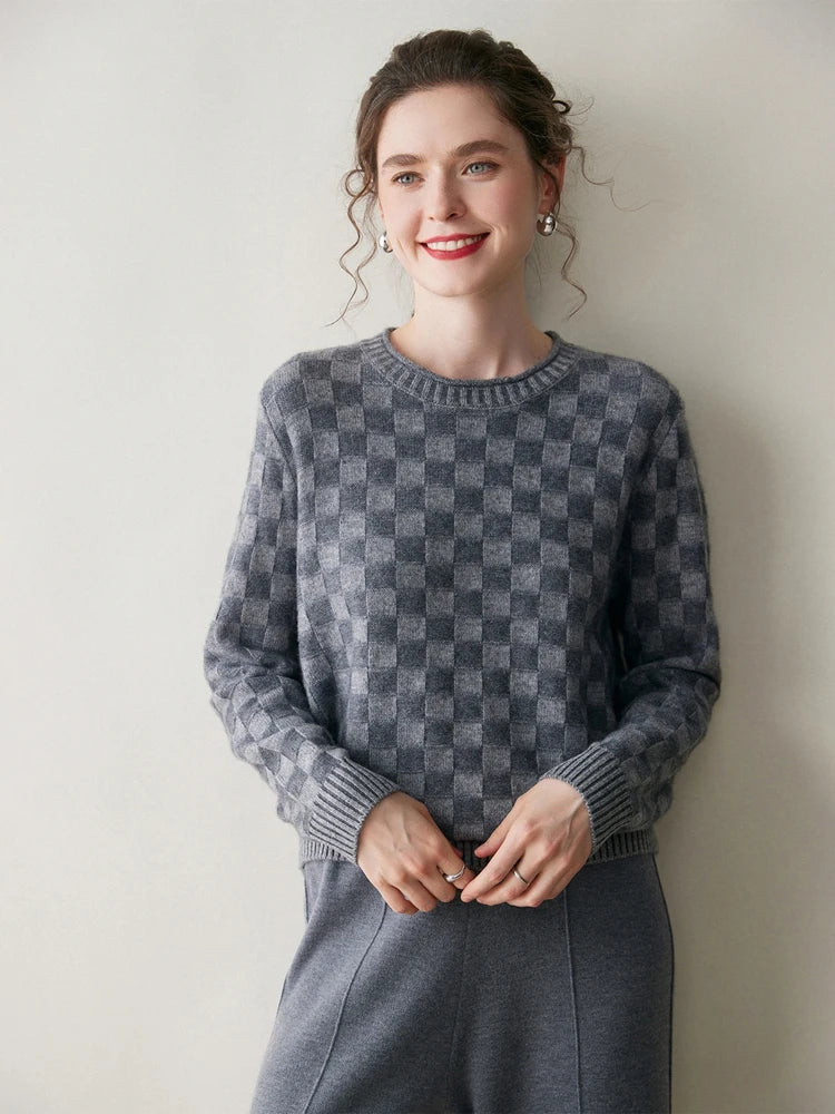 Claudette Check Cashmere Sweater