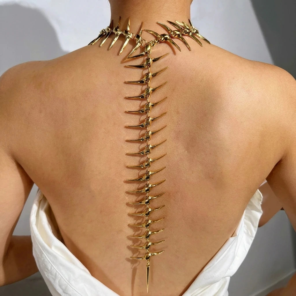Vertebra Spiked Back Chain Necklace