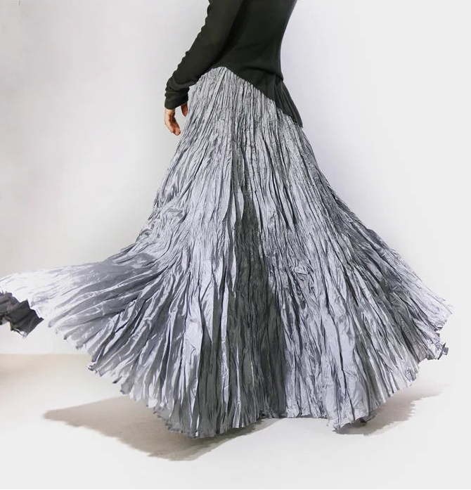 Cascade Pleat Maxi Skirt