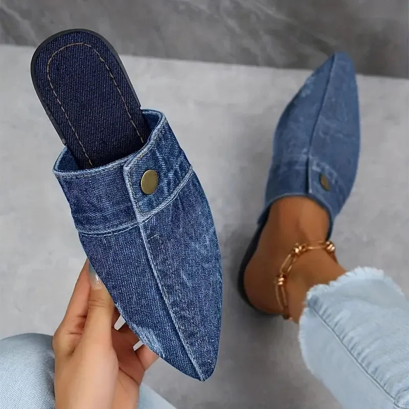 Della Denim Slides