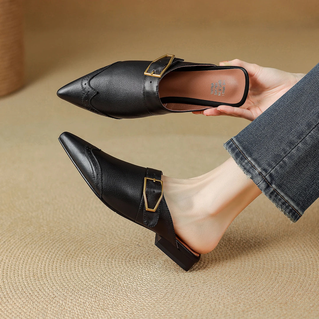 Brionne Brogue Leather Mules