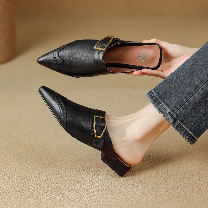 Brionne Brogue Leather Mules