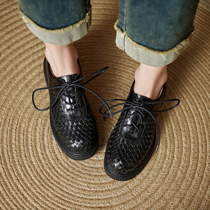 Noemi Woven Leather Oxfords