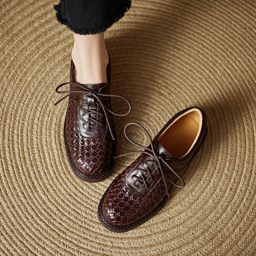 Noemi Woven Leather Oxfords