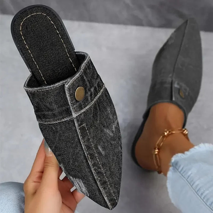 Della Denim Slides