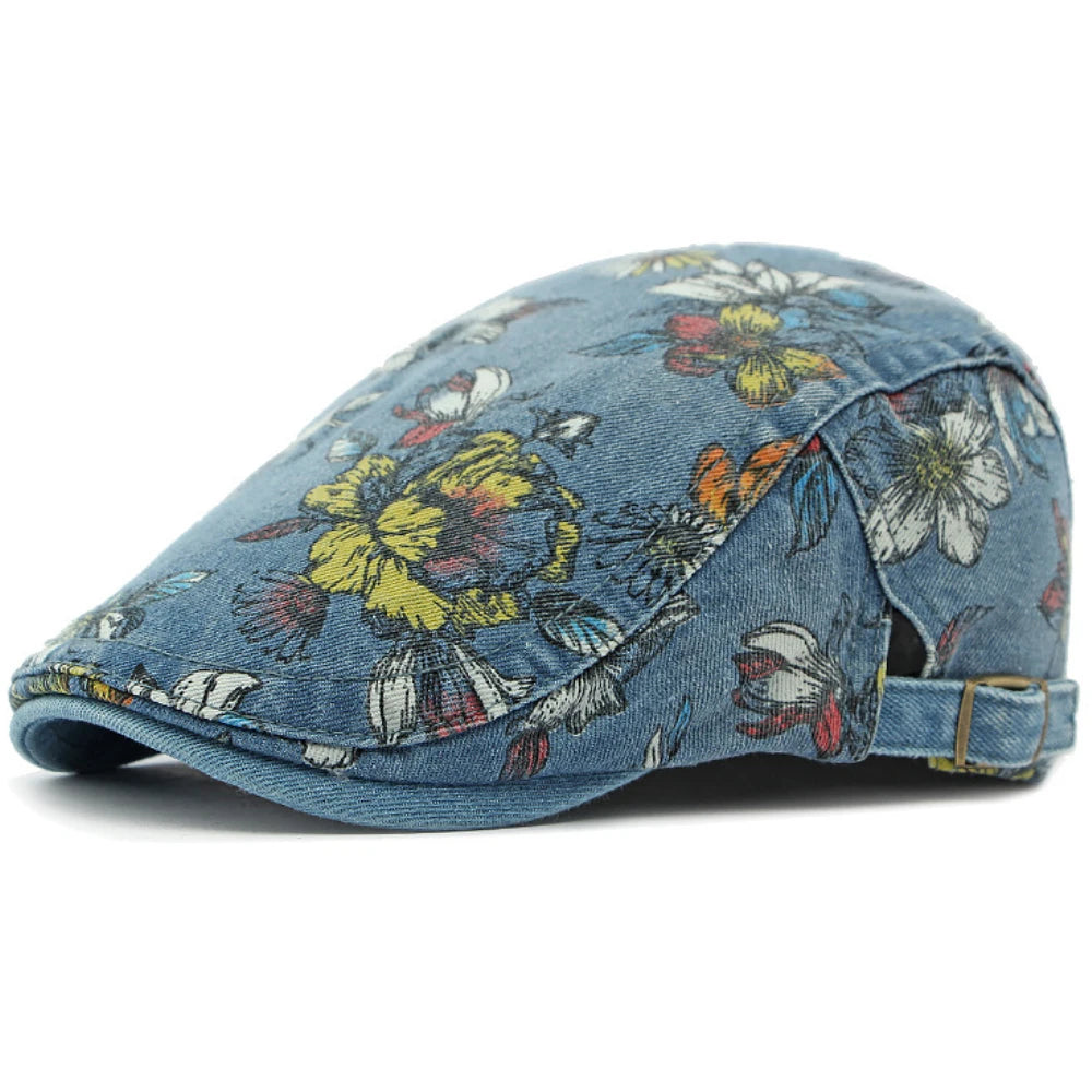 Giardino Floral Denim Beret