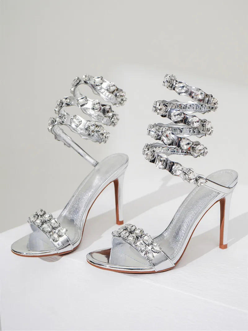Serafina Crystal Wraparound Sandals