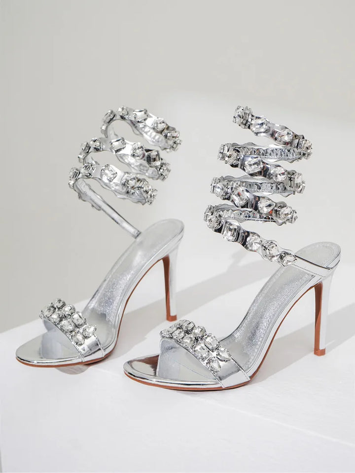 Serafina Crystal Wraparound Sandals