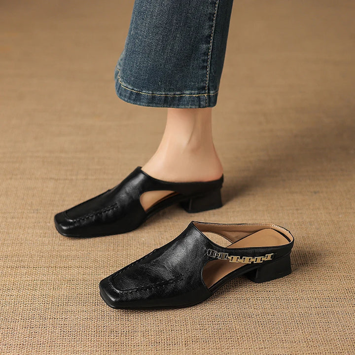 Catena Square-Toe Leather Mules