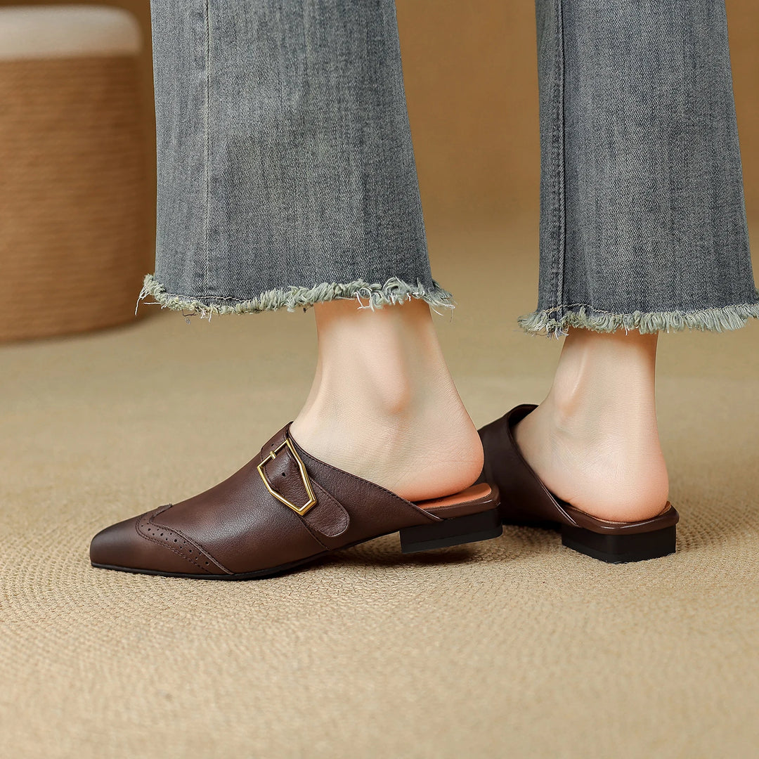Brionne Brogue Leather Mules