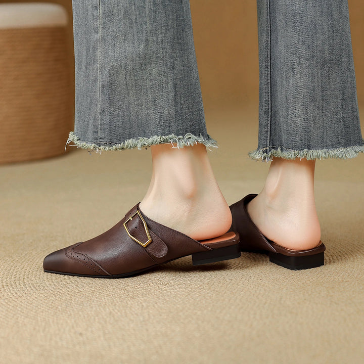 Brionne Brogue Leather Mules
