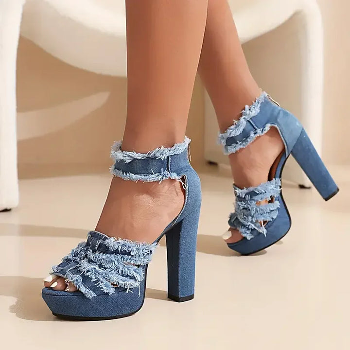 Sfilacciata Frayed Denim Platform Sandals
