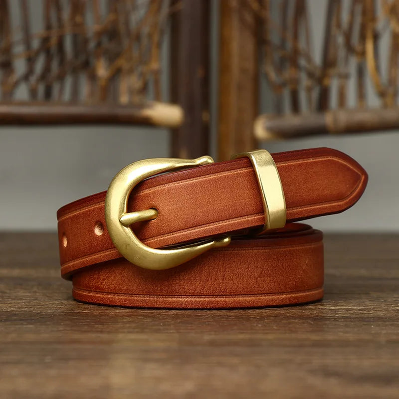 Harlow Brass Leather Belt