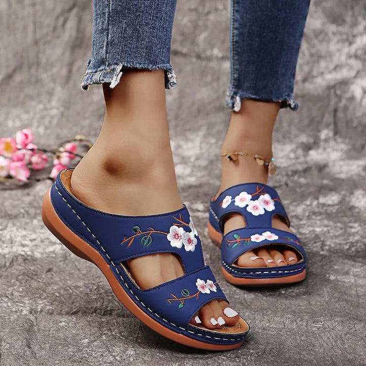 Fiorella Embroidered Wedge Sandals