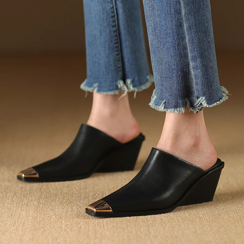 Vionette Leather Mules