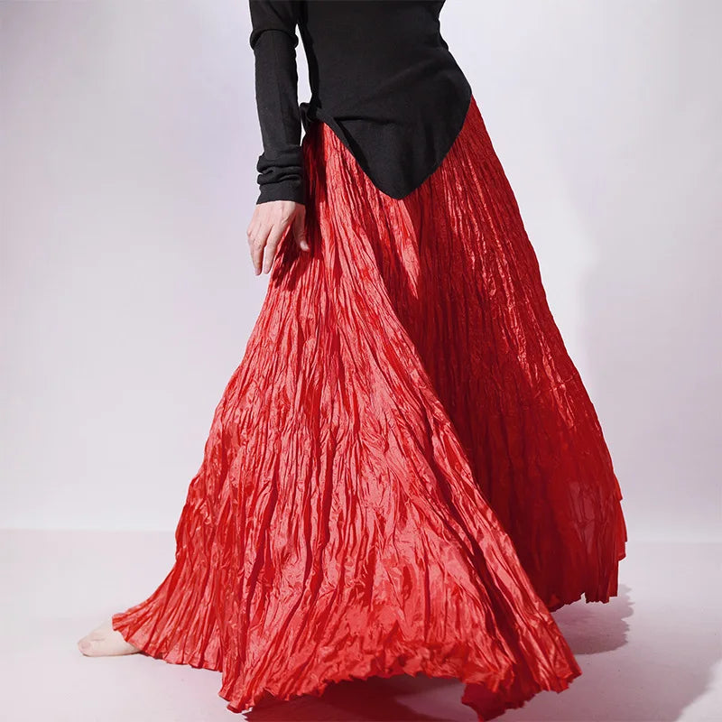 Cascade Pleat Maxi Skirt