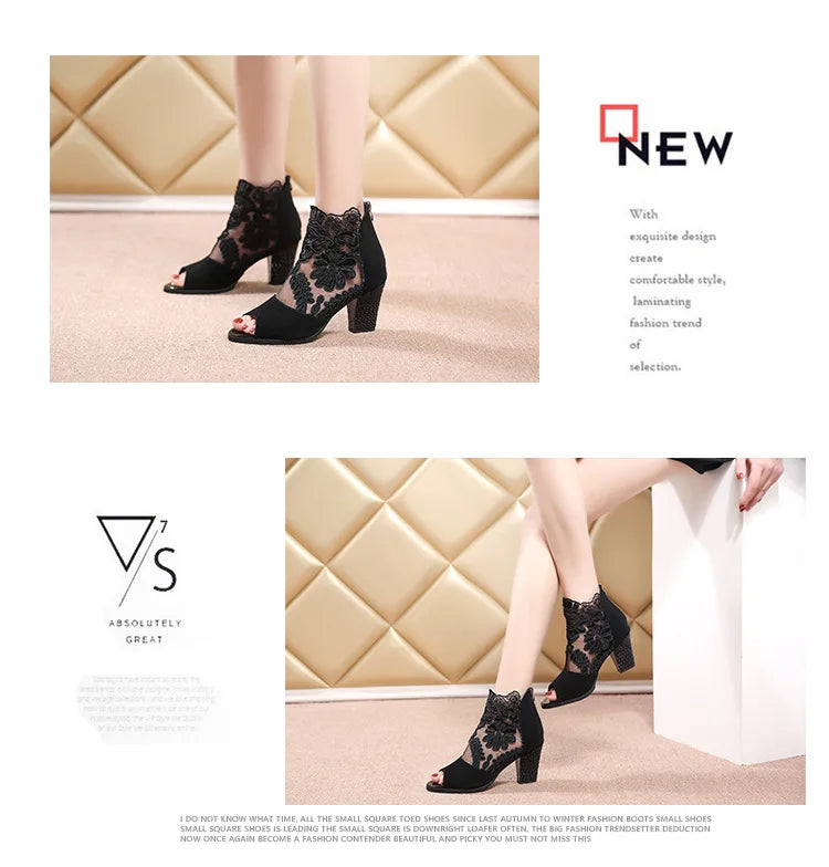 Merletta Lace Peep-Toe Booties
