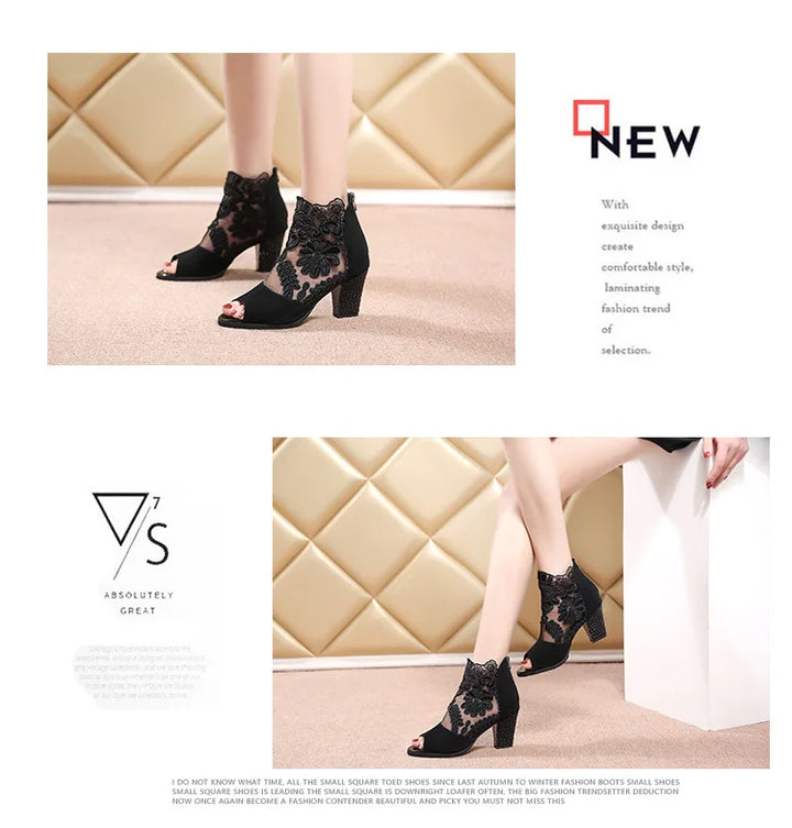 Merletta Lace Peep-Toe Booties