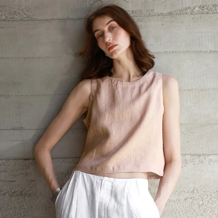 Claudette Linen Crop Tank