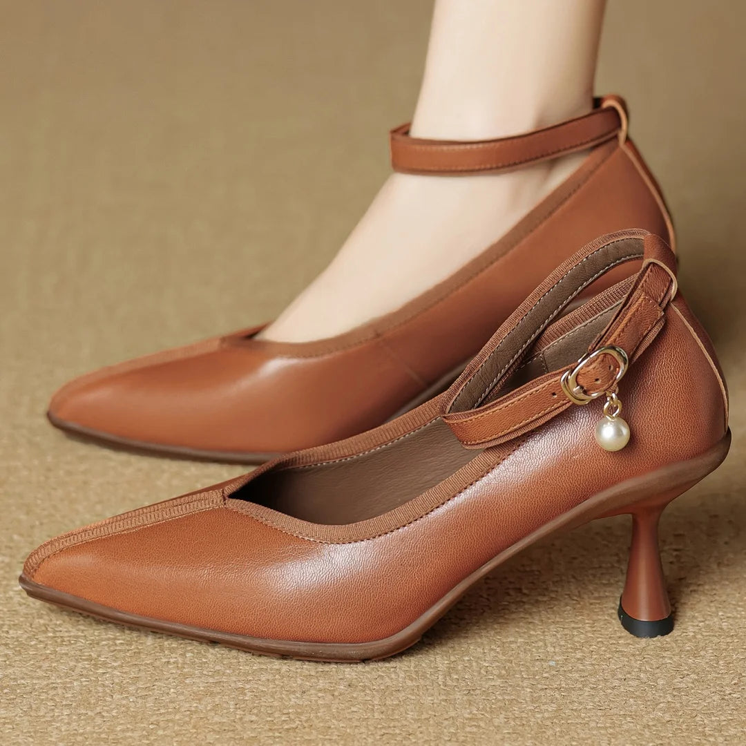 Perlina Ankle-Strap Pointed Pumps
