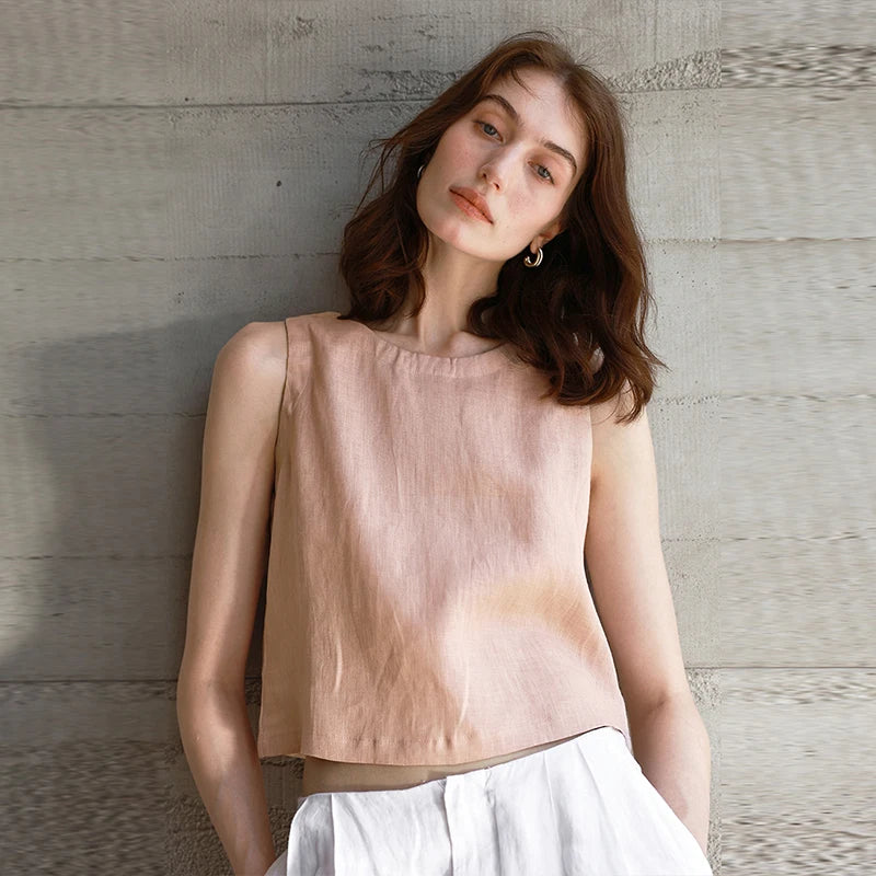 Claudette Linen Crop Tank