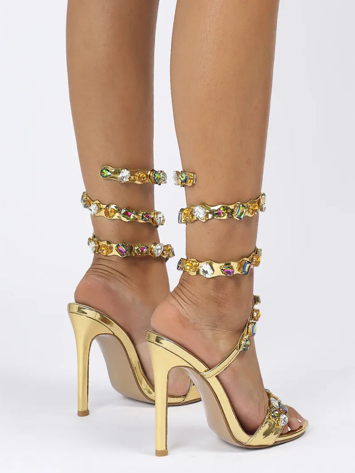 Serafina Crystal Wraparound Sandals