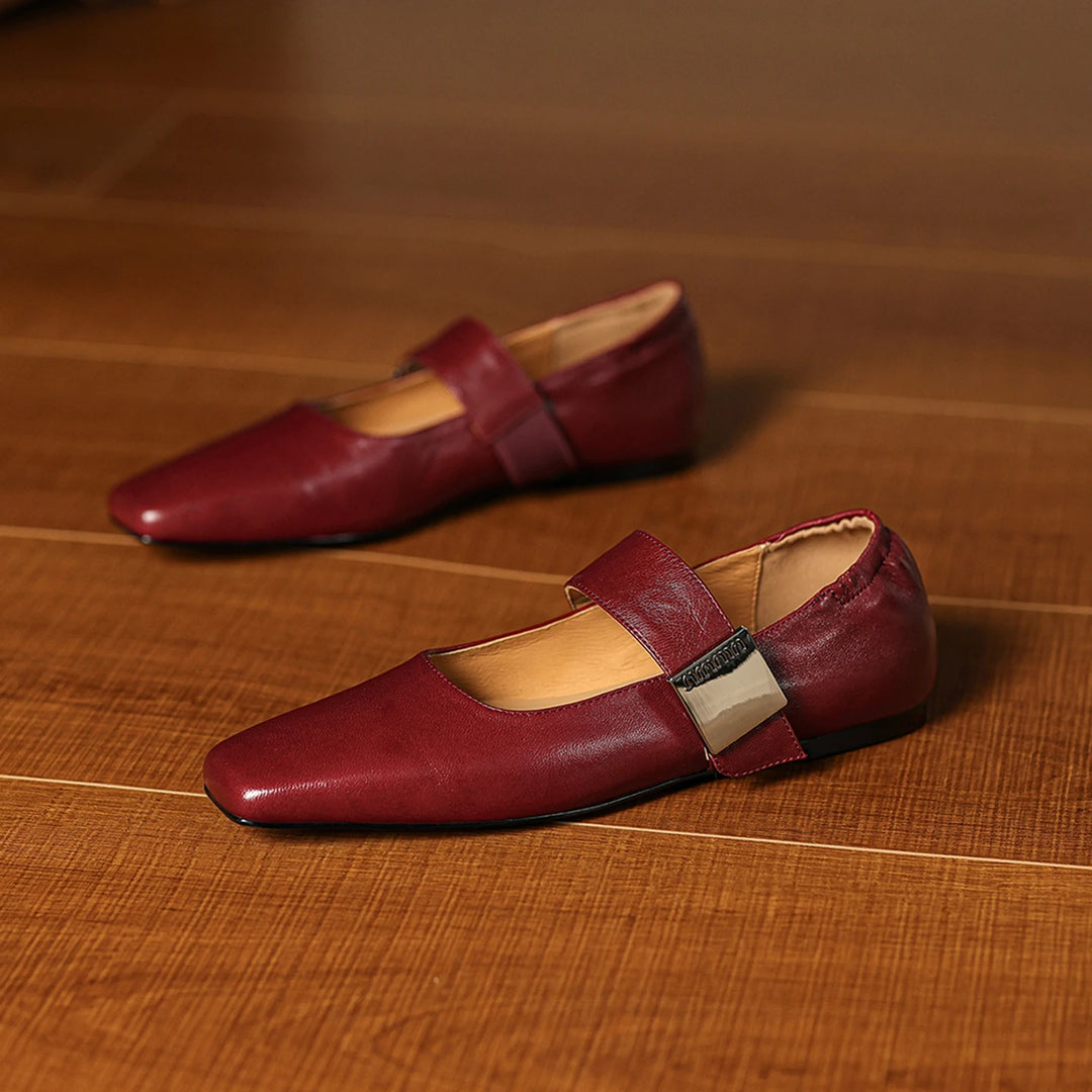 Verena Square Toe Leather Flats