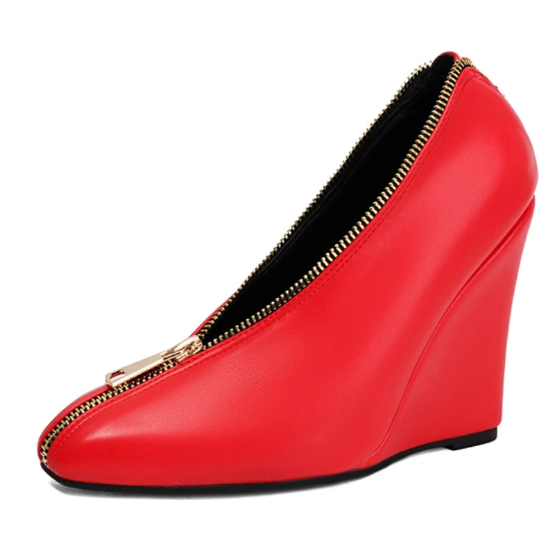 Chiusura Front-Zip Wedge Pumps