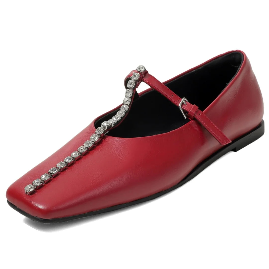 Alessia Crystal Leather Flats
