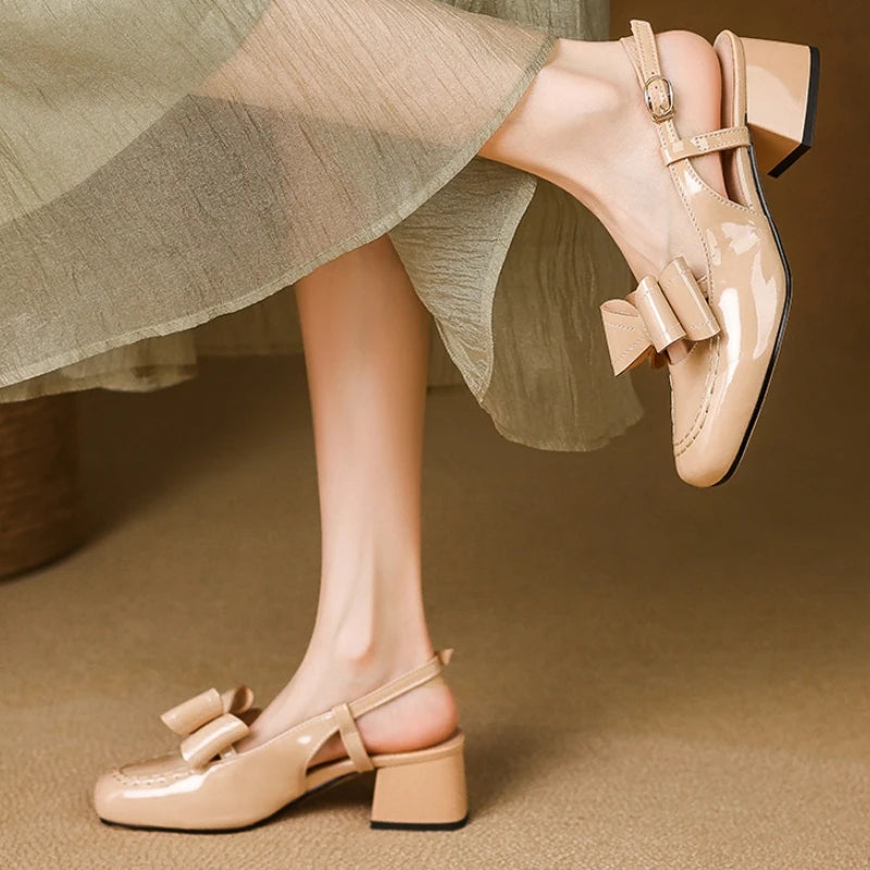 Valette Patent Bow Slingbacks